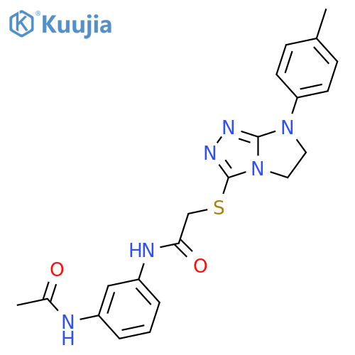 N-(3-acetamidophenyl)-2-{7-(4-methylphenyl)-5H,6H,7H-imidazo2,1-c1,2,4triazol-3-ylsulfanyl}acetamide structure