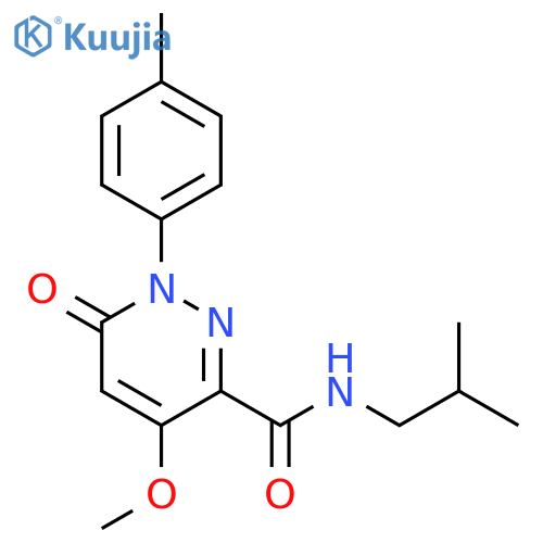 4-methoxy-1-(4-methylphenyl)-N-(2-methylpropyl)-6-oxo-1,6-dihydropyridazine-3-carboxamide structure