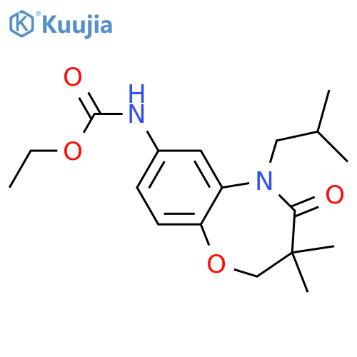 ethyl N-3,3-dimethyl-5-(2-methylpropyl)-4-oxo-2,3,4,5-tetrahydro-1,5-benzoxazepin-7-ylcarbamate structure