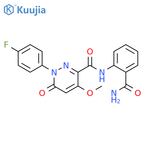N-(2-carbamoylphenyl)-1-(4-fluorophenyl)-4-methoxy-6-oxo-1,6-dihydropyridazine-3-carboxamide structure