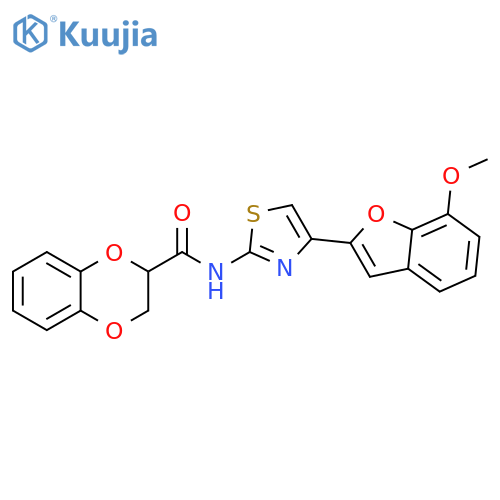 N-4-(7-methoxy-1-benzofuran-2-yl)-1,3-thiazol-2-yl-2,3-dihydro-1,4-benzodioxine-2-carboxamide structure