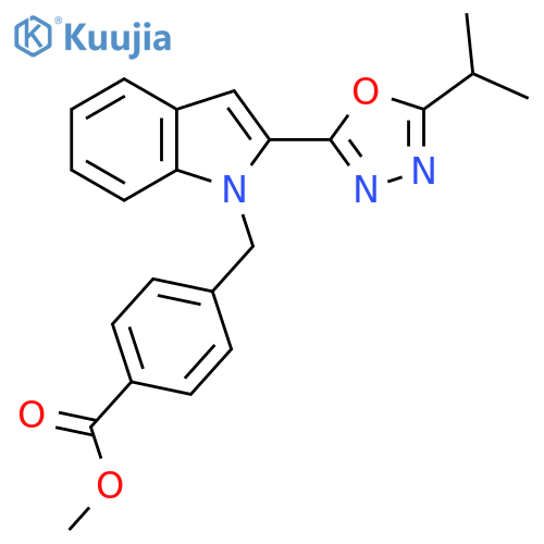 methyl 4-({2-5-(propan-2-yl)-1,3,4-oxadiazol-2-yl-1H-indol-1-yl}methyl)benzoate structure
