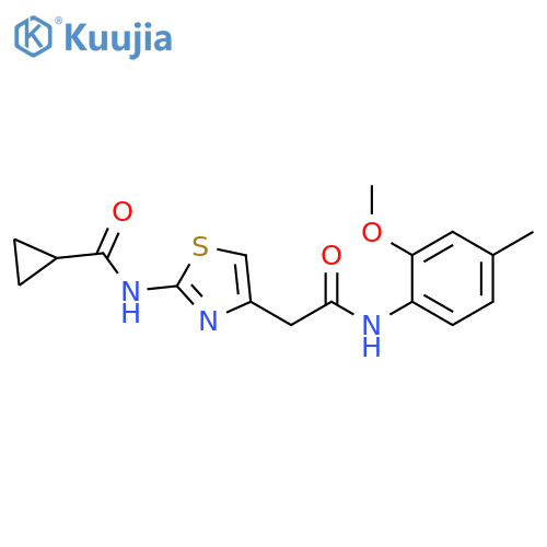 N-(4-{(2-methoxy-4-methylphenyl)carbamoylmethyl}-1,3-thiazol-2-yl)cyclopropanecarboxamide structure