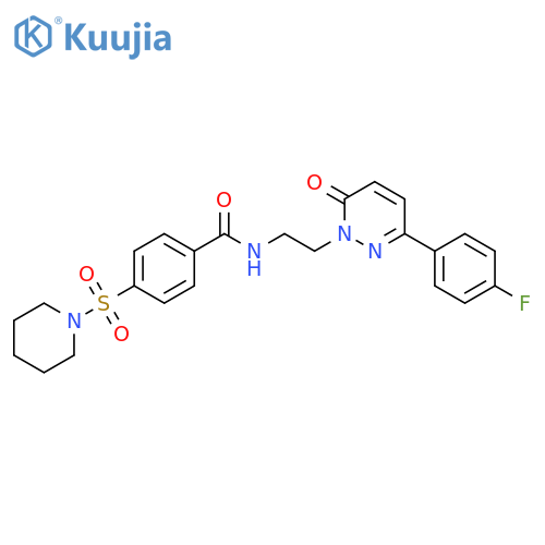 N-{2-3-(4-fluorophenyl)-6-oxo-1,6-dihydropyridazin-1-ylethyl}-4-(piperidine-1-sulfonyl)benzamide structure
