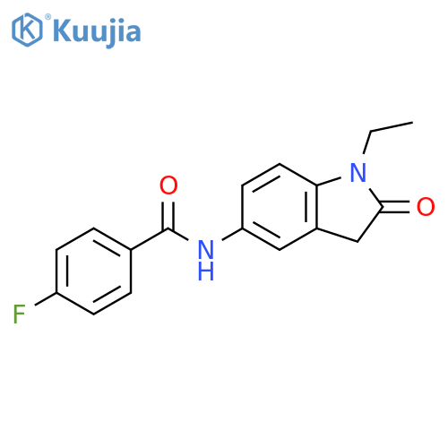 N-(1-ethyl-2-oxo-2,3-dihydro-1H-indol-5-yl)-4-fluorobenzamide structure