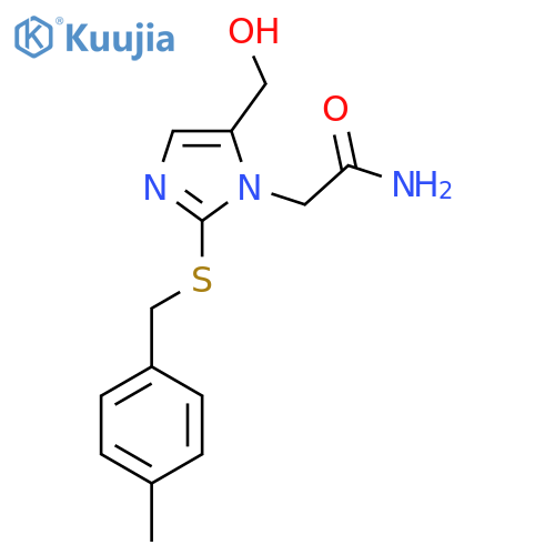 2-5-(hydroxymethyl)-2-{(4-methylphenyl)methylsulfanyl}-1H-imidazol-1-ylacetamide structure