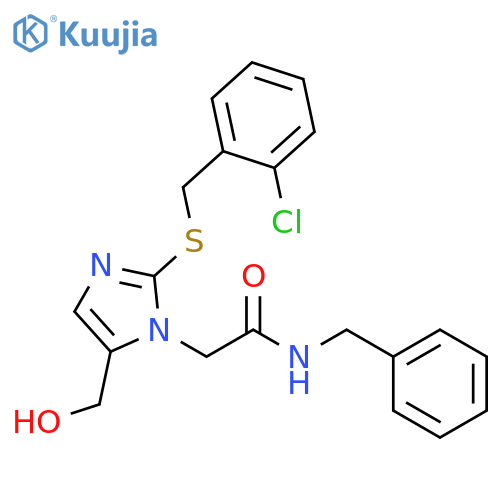 N-benzyl-2-(2-{(2-chlorophenyl)methylsulfanyl}-5-(hydroxymethyl)-1H-imidazol-1-yl)acetamide structure