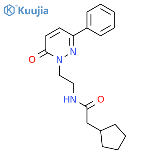 2-cyclopentyl-N-2-(6-oxo-3-phenyl-1,6-dihydropyridazin-1-yl)ethylacetamide structure