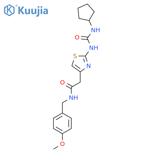 2-{2-(cyclopentylcarbamoyl)amino-1,3-thiazol-4-yl}-N-(4-methoxyphenyl)methylacetamide structure