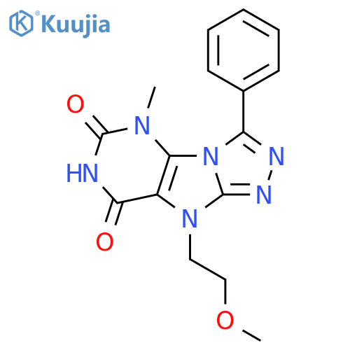 9-(2-methoxyethyl)-5-methyl-3-phenyl-5H,6H,7H,8H,9H-1,2,4triazolo3,4-hpurine-6,8-dione structure