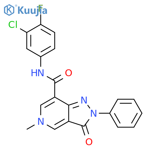 N-(3-chloro-4-fluorophenyl)-5-methyl-3-oxo-2-phenyl-2H,3H,5H-pyrazolo4,3-cpyridine-7-carboxamide structure