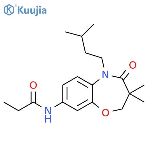 N-3,3-dimethyl-5-(3-methylbutyl)-4-oxo-2,3,4,5-tetrahydro-1,5-benzoxazepin-8-ylpropanamide structure