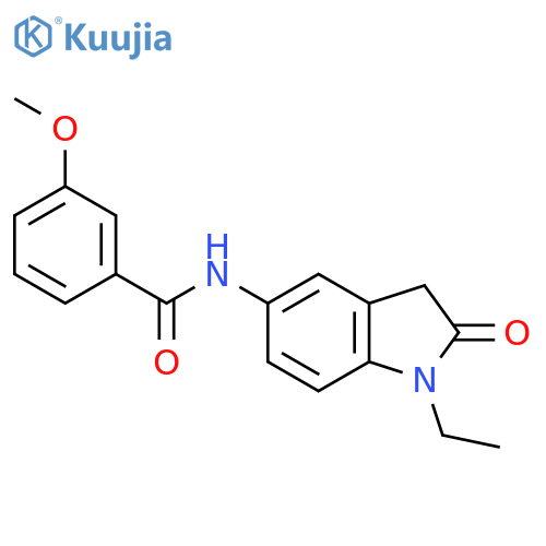 N-(1-ethyl-2-oxo-2,3-dihydro-1H-indol-5-yl)-3-methoxybenzamide structure