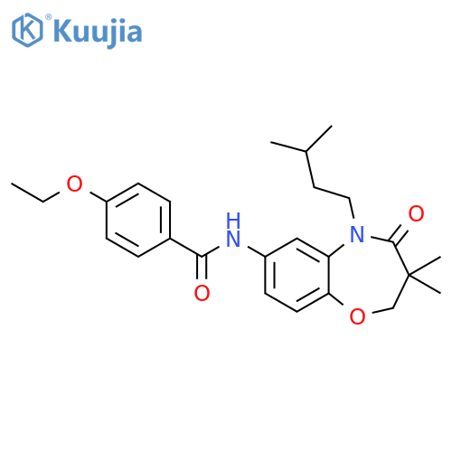 N-3,3-dimethyl-5-(3-methylbutyl)-4-oxo-2,3,4,5-tetrahydro-1,5-benzoxazepin-7-yl-4-ethoxybenzamide structure