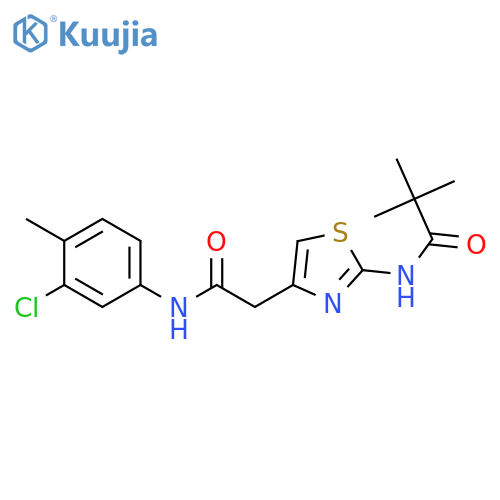N-(4-{(3-chloro-4-methylphenyl)carbamoylmethyl}-1,3-thiazol-2-yl)-2,2-dimethylpropanamide structure