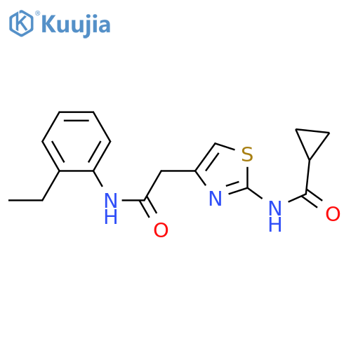 N-(4-{(2-ethylphenyl)carbamoylmethyl}-1,3-thiazol-2-yl)cyclopropanecarboxamide structure