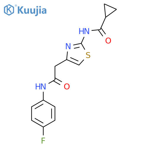 N-(4-{(4-fluorophenyl)carbamoylmethyl}-1,3-thiazol-2-yl)cyclopropanecarboxamide structure