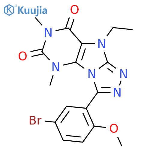 3-(5-bromo-2-methoxyphenyl)-9-ethyl-5,7-dimethyl-5H,6H,7H,8H,9H-1,2,4triazolo3,4-hpurine-6,8-dione structure