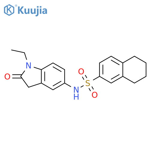 N-(1-ethyl-2-oxo-2,3-dihydro-1H-indol-5-yl)-5,6,7,8-tetrahydronaphthalene-2-sulfonamide structure