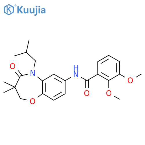 N-3,3-dimethyl-5-(2-methylpropyl)-4-oxo-2,3,4,5-tetrahydro-1,5-benzoxazepin-7-yl-2,3-dimethoxybenzamide structure