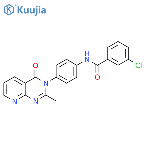 3-chloro-N-(4-{2-methyl-4-oxo-3H,4H-pyrido2,3-dpyrimidin-3-yl}phenyl)benzamide structure