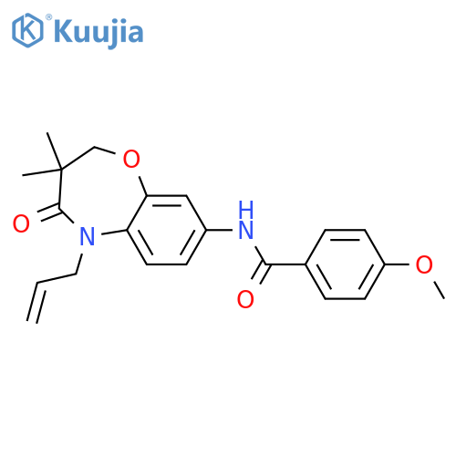 N-3,3-dimethyl-4-oxo-5-(prop-2-en-1-yl)-2,3,4,5-tetrahydro-1,5-benzoxazepin-8-yl-4-methoxybenzamide structure