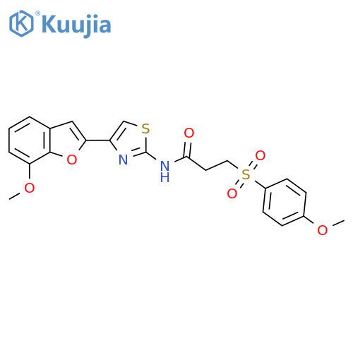 N-4-(7-methoxy-1-benzofuran-2-yl)-1,3-thiazol-2-yl-3-(4-methoxybenzenesulfonyl)propanamide structure