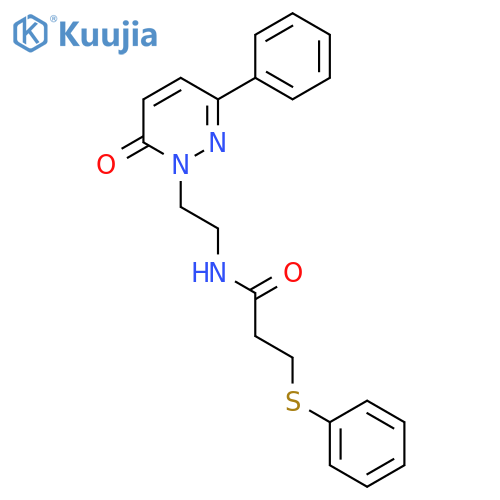 N-2-(6-oxo-3-phenyl-1,6-dihydropyridazin-1-yl)ethyl-3-(phenylsulfanyl)propanamide structure