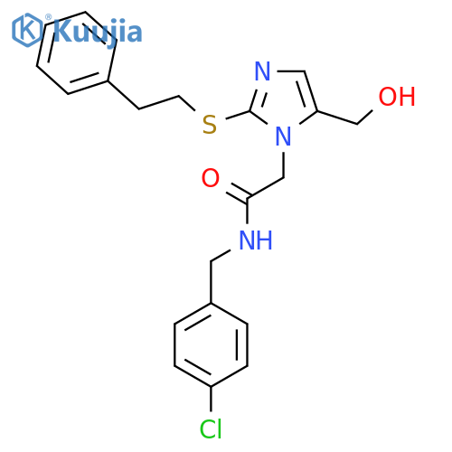 N-(4-chlorophenyl)methyl-2-5-(hydroxymethyl)-2-(2-phenylethyl)sulfanyl-1H-imidazol-1-ylacetamide structure