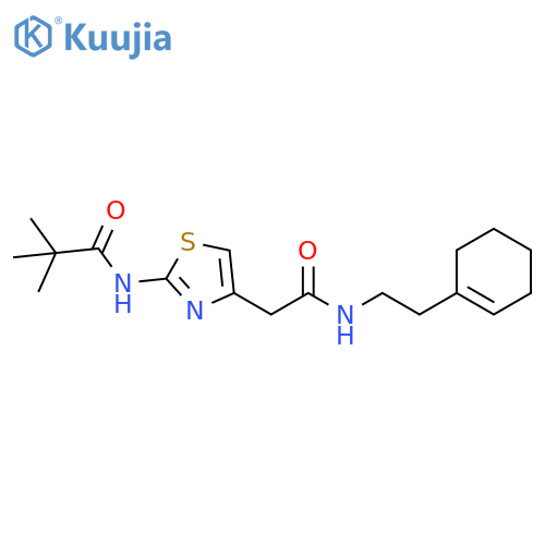 N-4-({2-(cyclohex-1-en-1-yl)ethylcarbamoyl}methyl)-1,3-thiazol-2-yl-2,2-dimethylpropanamide structure