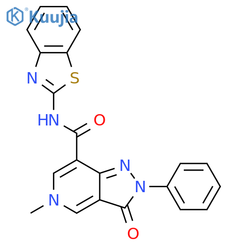 N-(1,3-benzothiazol-2-yl)-5-methyl-3-oxo-2-phenyl-2H,3H,5H-pyrazolo4,3-cpyridine-7-carboxamide structure