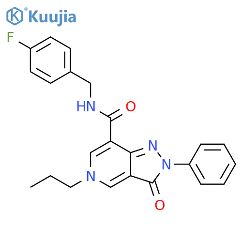 N-(4-fluorophenyl)methyl-3-oxo-2-phenyl-5-propyl-2H,3H,5H-pyrazolo4,3-cpyridine-7-carboxamide structure
