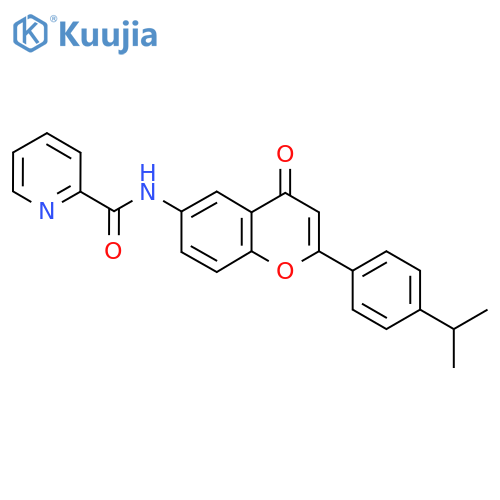 N-{4-oxo-2-4-(propan-2-yl)phenyl-4H-chromen-6-yl}pyridine-2-carboxamide structure