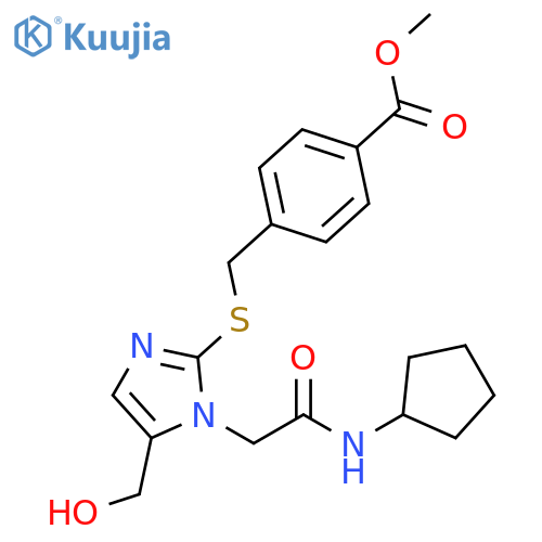 methyl 4-({1-(cyclopentylcarbamoyl)methyl-5-(hydroxymethyl)-1H-imidazol-2-yl}sulfanyl)methylbenzoate structure