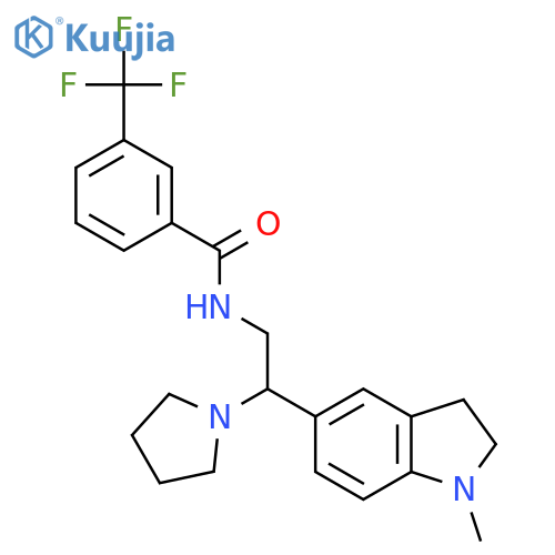 N-2-(1-methyl-2,3-dihydro-1H-indol-5-yl)-2-(pyrrolidin-1-yl)ethyl-3-(trifluoromethyl)benzamide structure