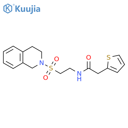 N-2-(1,2,3,4-tetrahydroisoquinoline-2-sulfonyl)ethyl-2-(thiophen-2-yl)acetamide structure