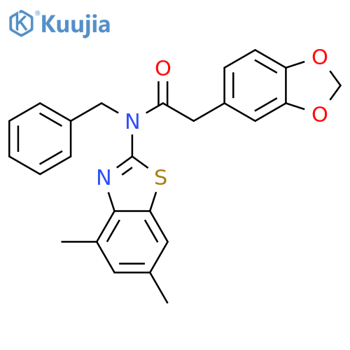 2-(2H-1,3-benzodioxol-5-yl)-N-benzyl-N-(4,6-dimethyl-1,3-benzothiazol-2-yl)acetamide structure