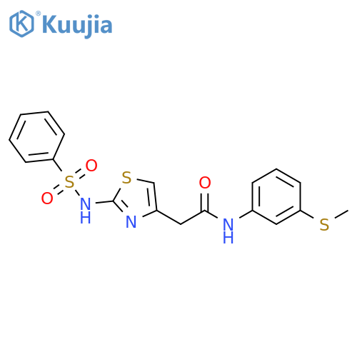 2-(2-benzenesulfonamido-1,3-thiazol-4-yl)-N-3-(methylsulfanyl)phenylacetamide structure