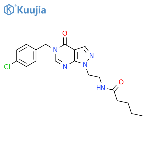 N-(2-{5-(4-chlorophenyl)methyl-4-oxo-1H,4H,5H-pyrazolo3,4-dpyrimidin-1-yl}ethyl)pentanamide structure