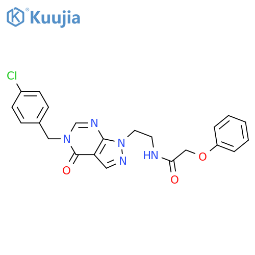 N-(2-{5-(4-chlorophenyl)methyl-4-oxo-1H,4H,5H-pyrazolo3,4-dpyrimidin-1-yl}ethyl)-2-phenoxyacetamide structure