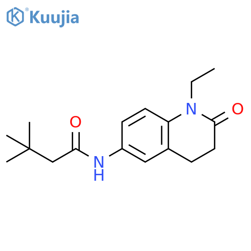 N-(1-ethyl-2-oxo-1,2,3,4-tetrahydroquinolin-6-yl)-3,3-dimethylbutanamide structure