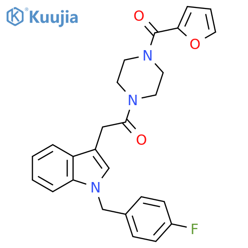 2-{1-(4-fluorophenyl)methyl-1H-indol-3-yl}-1-4-(furan-2-carbonyl)piperazin-1-ylethan-1-one structure