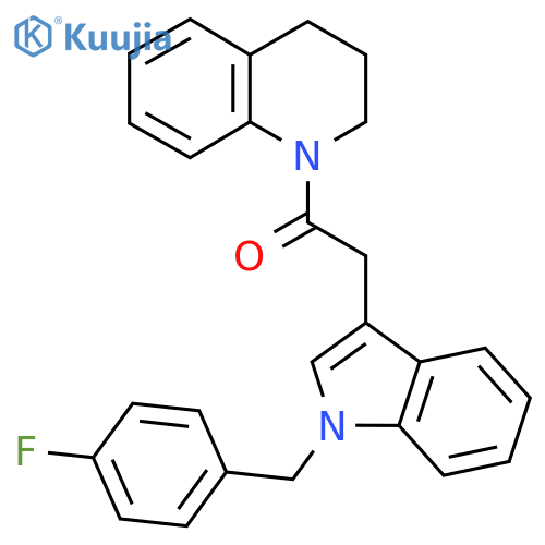 2-{1-(4-fluorophenyl)methyl-1H-indol-3-yl}-1-(1,2,3,4-tetrahydroquinolin-1-yl)ethan-1-one structure