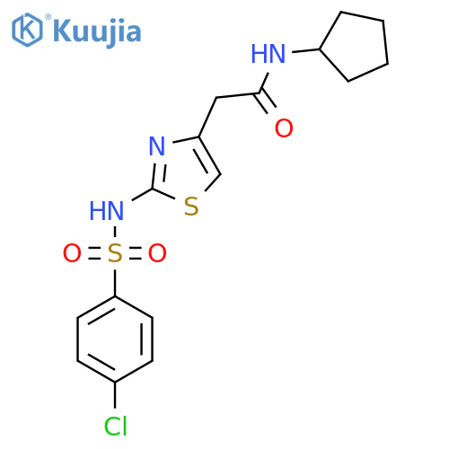 2-2-(4-chlorobenzenesulfonamido)-1,3-thiazol-4-yl-N-cyclopentylacetamide structure