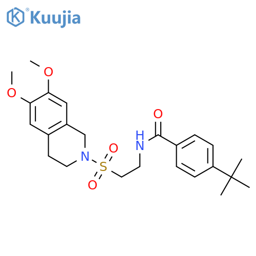 4-tert-butyl-N-{2-(6,7-dimethoxy-1,2,3,4-tetrahydroisoquinolin-2-yl)sulfonylethyl}benzamide structure