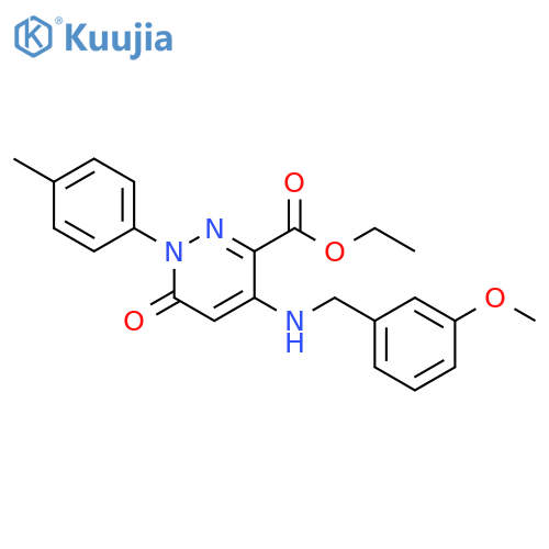 ethyl 4-{(3-methoxyphenyl)methylamino}-1-(4-methylphenyl)-6-oxo-1,6-dihydropyridazine-3-carboxylate structure