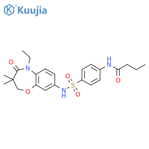 N-{4-(5-ethyl-3,3-dimethyl-4-oxo-2,3,4,5-tetrahydro-1,5-benzoxazepin-8-yl)sulfamoylphenyl}butanamide structure
