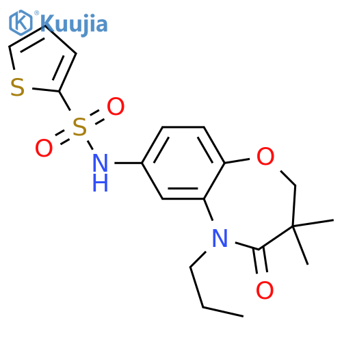 N-(3,3-dimethyl-4-oxo-5-propyl-2,3,4,5-tetrahydro-1,5-benzoxazepin-7-yl)thiophene-2-sulfonamide structure