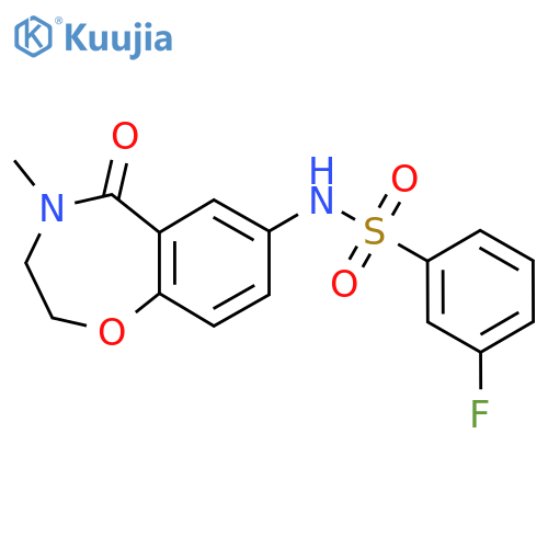 3-fluoro-N-(4-methyl-5-oxo-2,3,4,5-tetrahydro-1,4-benzoxazepin-7-yl)benzene-1-sulfonamide structure