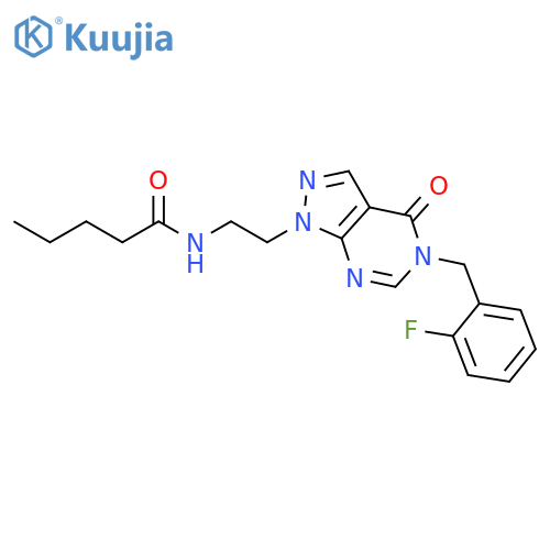 N-(2-{5-(2-fluorophenyl)methyl-4-oxo-1H,4H,5H-pyrazolo3,4-dpyrimidin-1-yl}ethyl)pentanamide structure